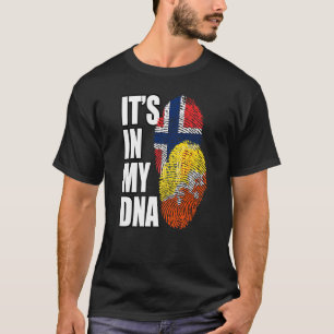 Norwegian And Bhutanese Mix DNA Flag Heritage Prem T-Shirt