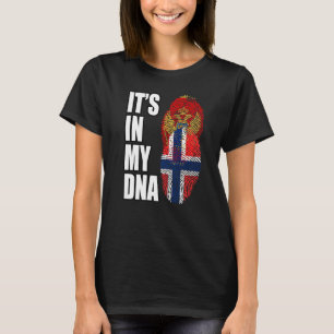 Norwegian And Montenegrin Mix DNA Heritage Flag Pr T-Shirt