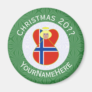 Norwegian Angel Christmas Flag Personalised Magnet