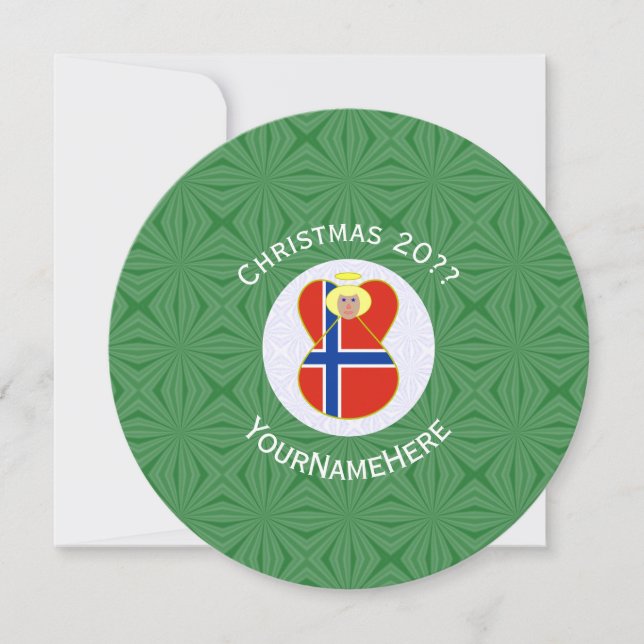Norwegian Angel Flag Christmas Personalise Round Invitation (Front)