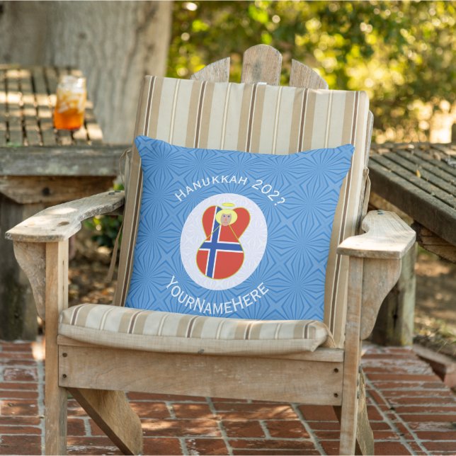 Norwegian Angel Hanukkah Flag Personalised  Cushion (Chair)