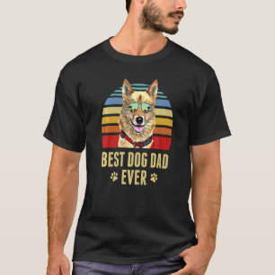 Norwegian Buhund Best Dog Dad Ever Retro Sunset T-Shirt