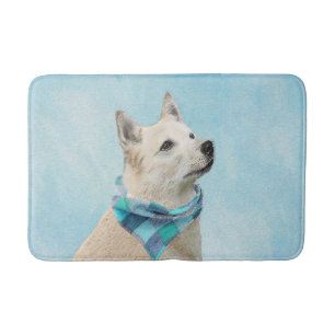 Norwegian Buhund Painting - Cute Original Dog Art Bath Mat