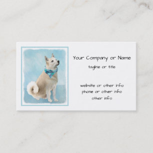 Norwegian Buhund Painting - Cute Original Dog Art Business Card