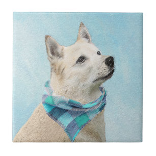 Norwegian Buhund Painting - Cute Original Dog Art Ceramic Tile
