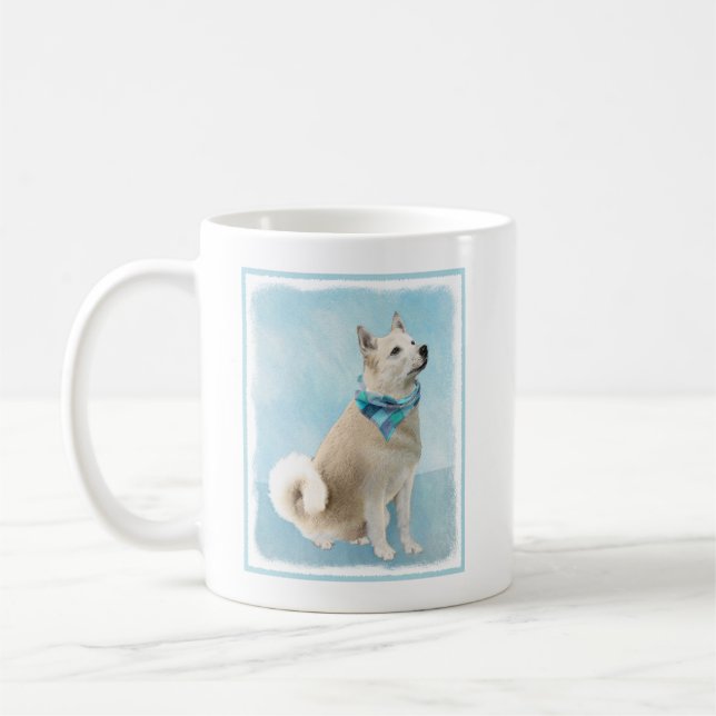 Norwegian Buhund Painting - Cute Original Dog Art Coffee Mug (Left)