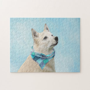 Norwegian Buhund Painting - Cute Original Dog Art Jigsaw Puzzle