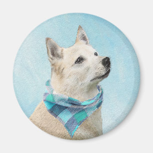 Norwegian Buhund Painting - Cute Original Dog Art Magnet