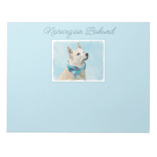 Norwegian Buhund Painting - Cute Original Dog Art Notepad