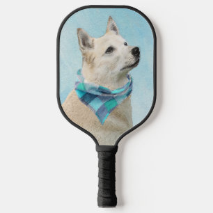 Norwegian Buhund Painting - Cute Original Dog Art Pickleball Paddle