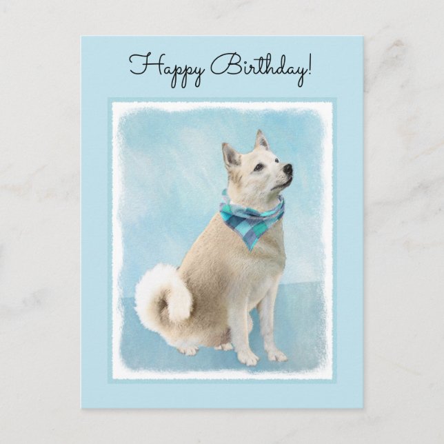 Norwegian Buhund Painting - Cute Original Dog Art Postcard (Front)