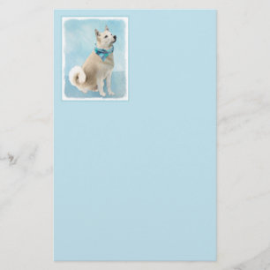 Norwegian Buhund Painting - Cute Original Dog Art Stationery