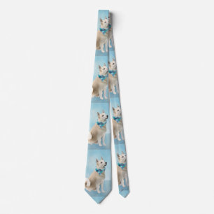 Norwegian Buhund Painting - Cute Original Dog Art Tie