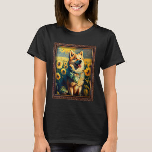 Norwegian Buhund Painting Sunflower Flower Mum Wom T-Shirt
