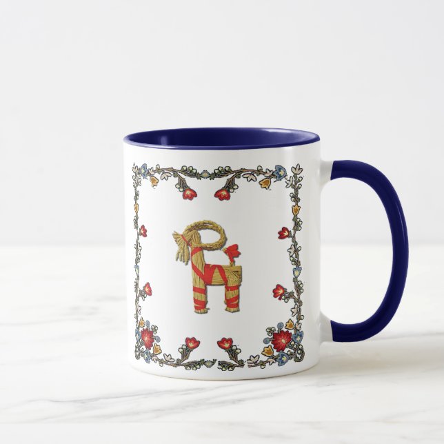 Norwegian Bunad Floral and Julbock Christmas Goat Mug (Right)
