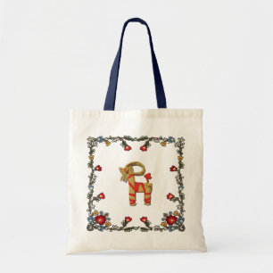 Norwegian Bunad Floral and Julbock Christmas Goat Tote Bag