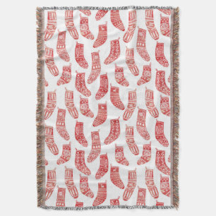 Norwegian Christmas Stockings Pattern Throw Blanket