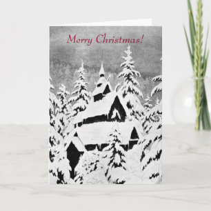 Norwegian Church in Snow Holiday Card