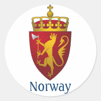 Norwegian Coat of Arms Scandinavian Heraldry Classic Round Sticker