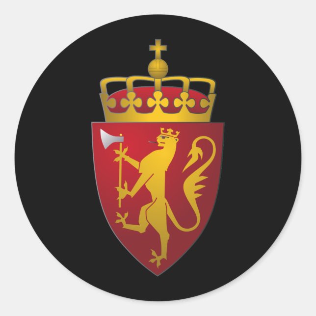 Norwegian Coat of Arms Scandinavian Heraldry Classic Round Sticker (Front)