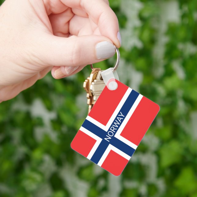 Norwegian country flag custom keychain gift (Hand)