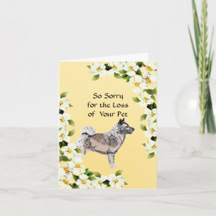 Norwegian Elkhound and Dogwood - Sympathy Card