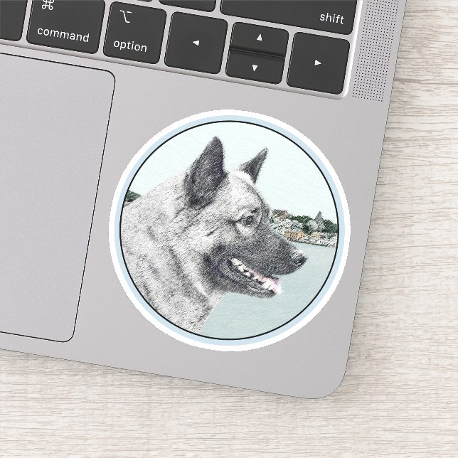 Norwegian Elkhound at Village Painting - Dog Art (Detail)