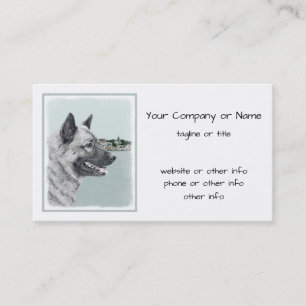 Norwegian Elkhound at Village Painting - Dog Art Business Card