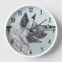 Norwegian Elkhound at Village Painting - Dog Art