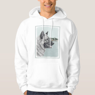 Norwegian Elkhound at Village Painting - Dog Art Hoodie