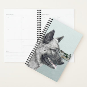Norwegian Elkhound at Village Painting - Dog Art Planner