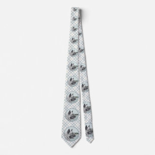 Norwegian Elkhound at Village Painting - Dog Art Tie
