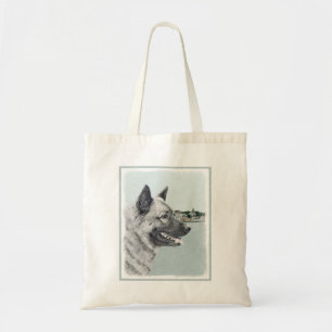 Norwegian Elkhound at Village Painting - Dog Art Tote Bag