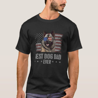 Norwegian Elkhound Best Dog Dad Ever Retro USA Ame T-Shirt