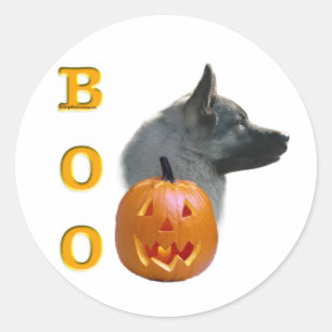 Norwegian Elkhound Boo Classic Round Sticker