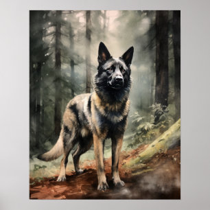 Norwegian Elkhound Dog Art Print Poster
