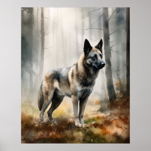 Norwegian Elkhound Dog Art Print Poster