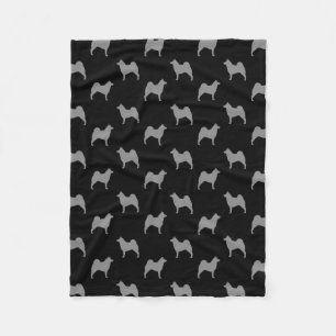 Norwegian Elkhound Dog Breed Silhouettes Pattern Fleece Blanket