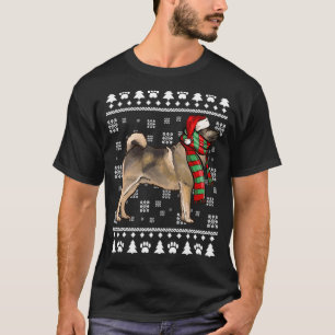 Norwegian Elkhound Dog Santa Hat Xmas Ugly Christm T-Shirt