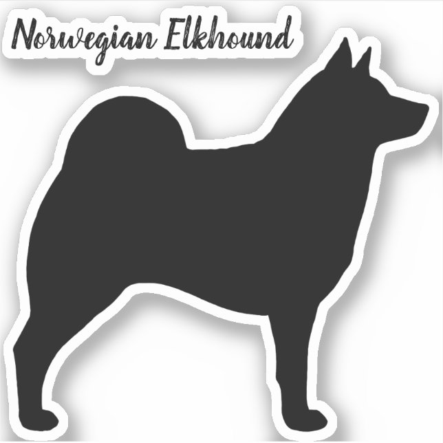 Norwegian Elkhound Dog Silhouette Vinyl Sticker (Front)