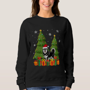 Norwegian Elkhound Dog Xmas Tree Santa Hat Ugly Ch Sweatshirt
