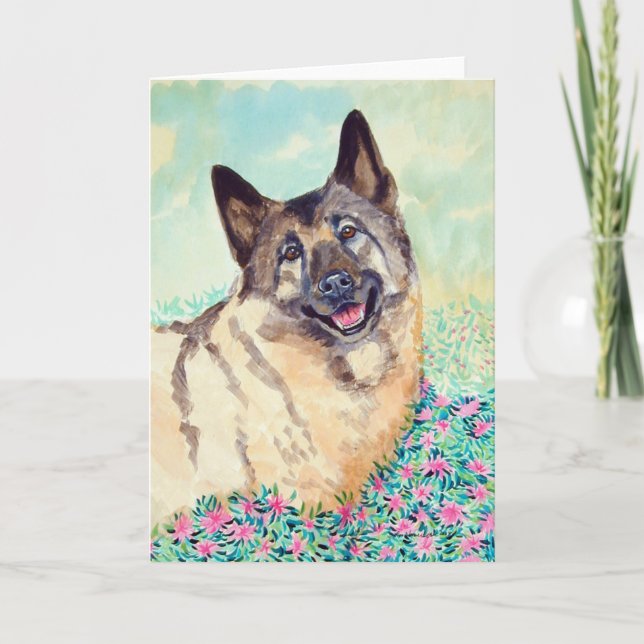 Norwegian Elkhound Greeting Cards (Front)