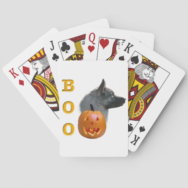 Norwegian Elkhound Halloween Boo Playing Cards (Back)