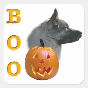 Norwegian Elkhound Halloween Boo Square Sticker