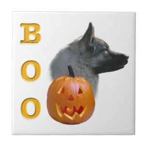 Norwegian Elkhound Halloween Boo Tile