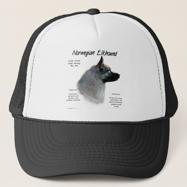 Norwegian Elkhound History Design Trucker Hat (Front)