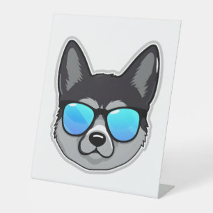 Norwegian Elkhound in Cool Sunglasses Classic T-Sh Pedestal Sign