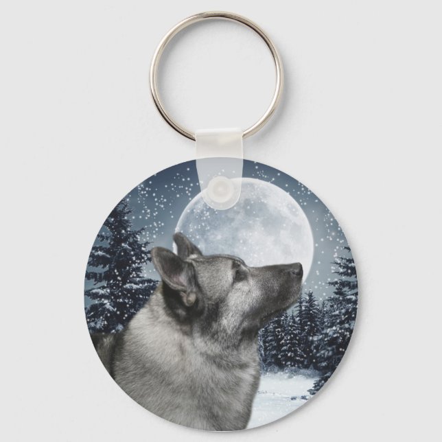Norwegian Elkhound Keychain (Front)