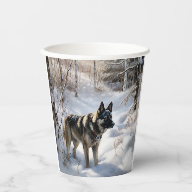 Norwegian Elkhound Let It Snow Christmas Paper Cups (Front)