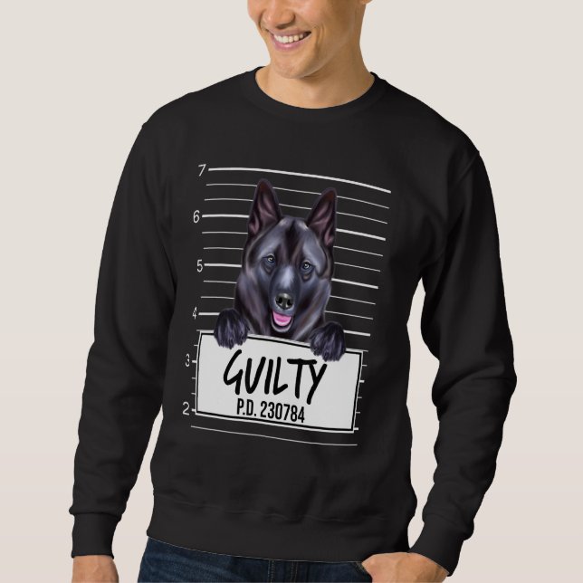 Norwegian Elkhound Mugshot Guilty Dog Sweatshirt (Front)